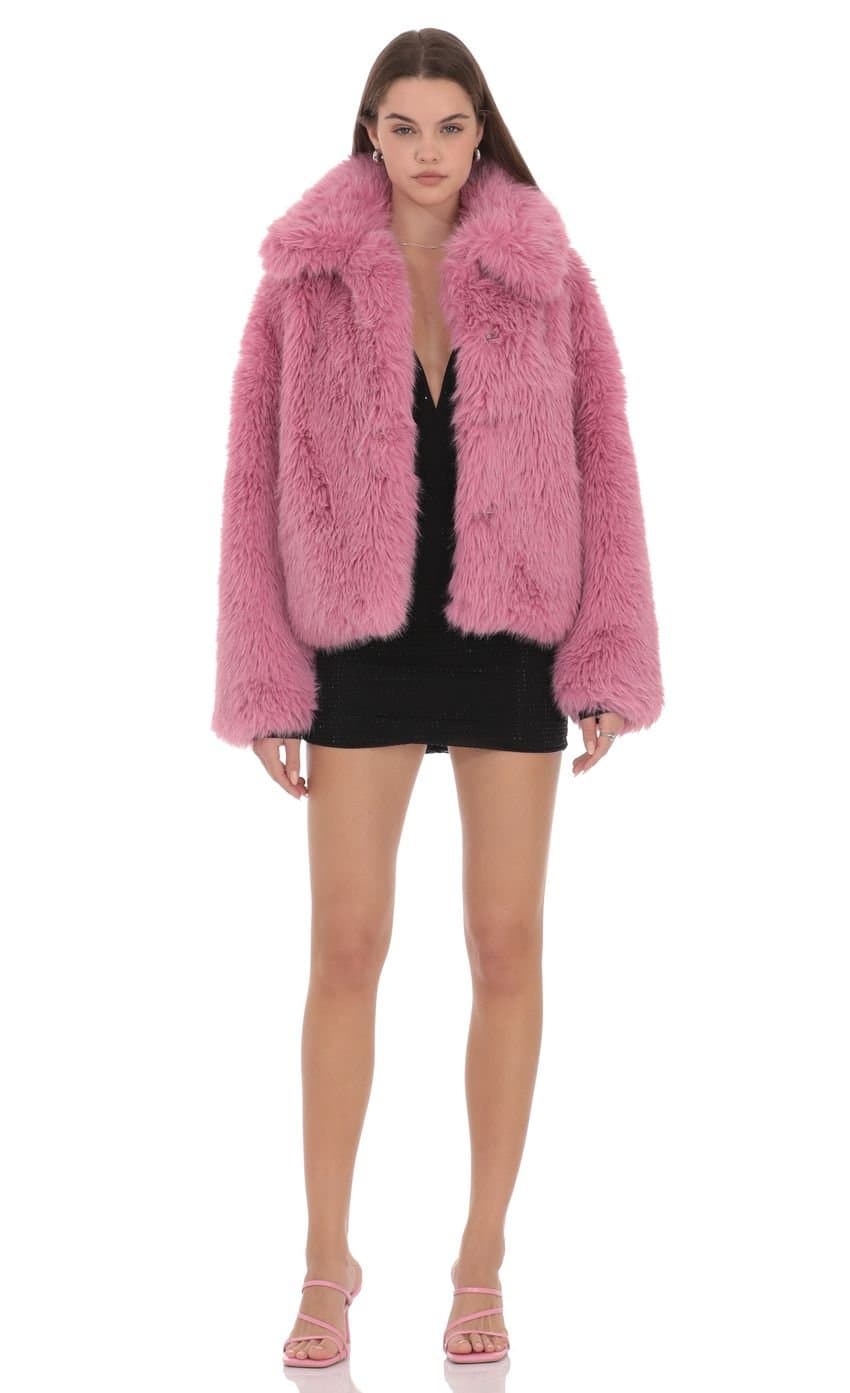 Corinne Faux Fur Jacket in Pink