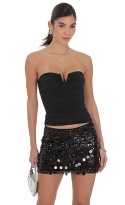 Circle Sequin Skirt in Black
