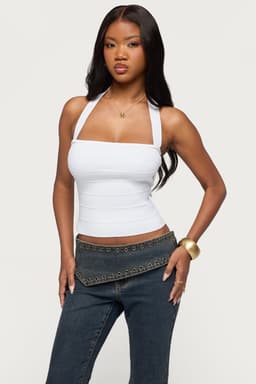 Esmerela Bandage Halter Top - Polyester Straight Neckline Back Zip
