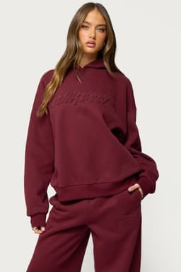 Totally Edikted Hoodie - Embossed Graphic Text, Polyester Cotton Blend, Unisex