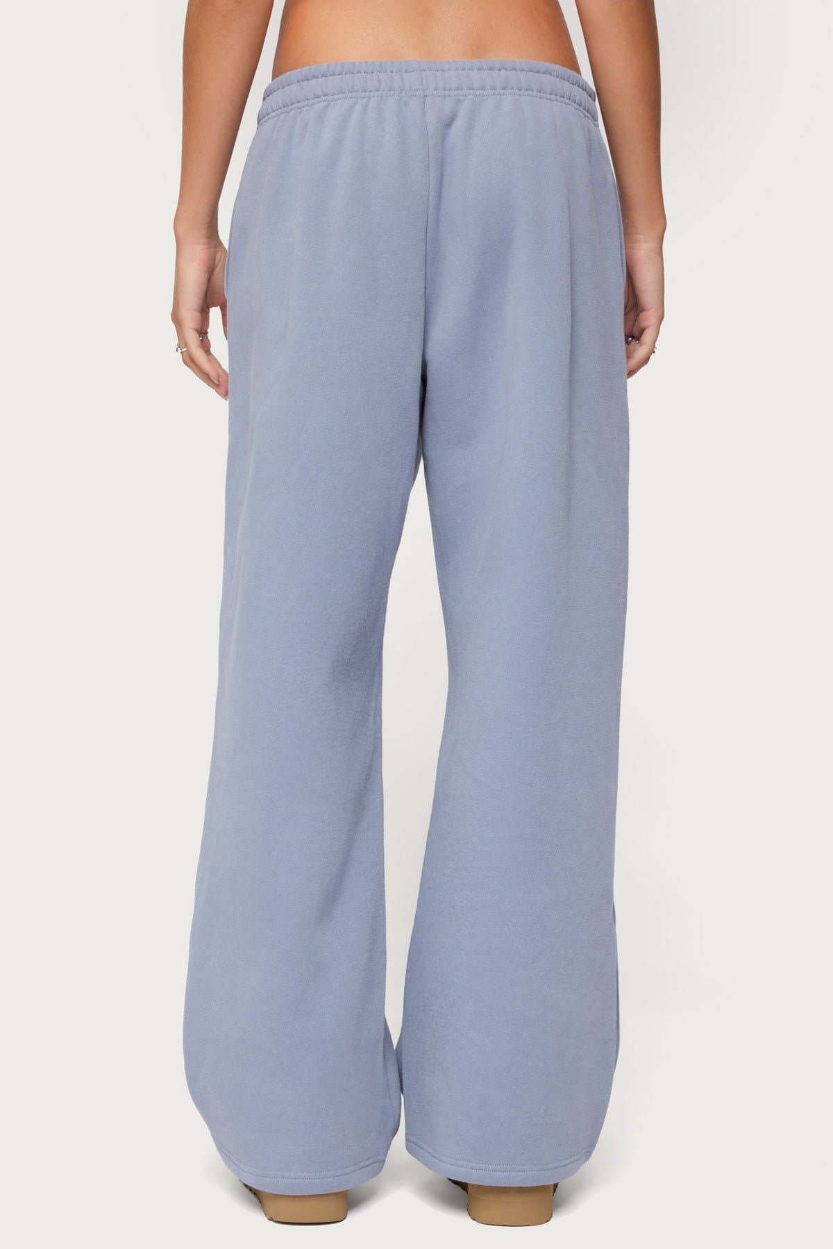 Tropical Bloom Sweatpants - Hibiscus Print Straight Leg Polyester Cotton Elastic Waistband