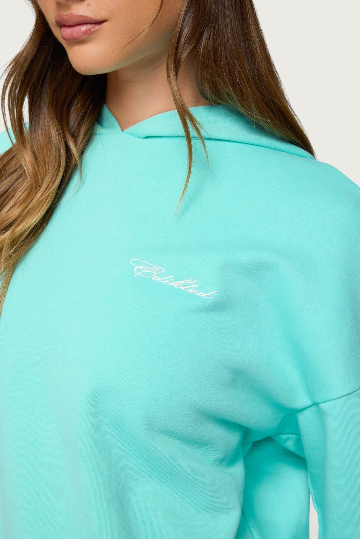 Only Edikted Oversized Hoodie - Cotton Polyester Embroidered Text