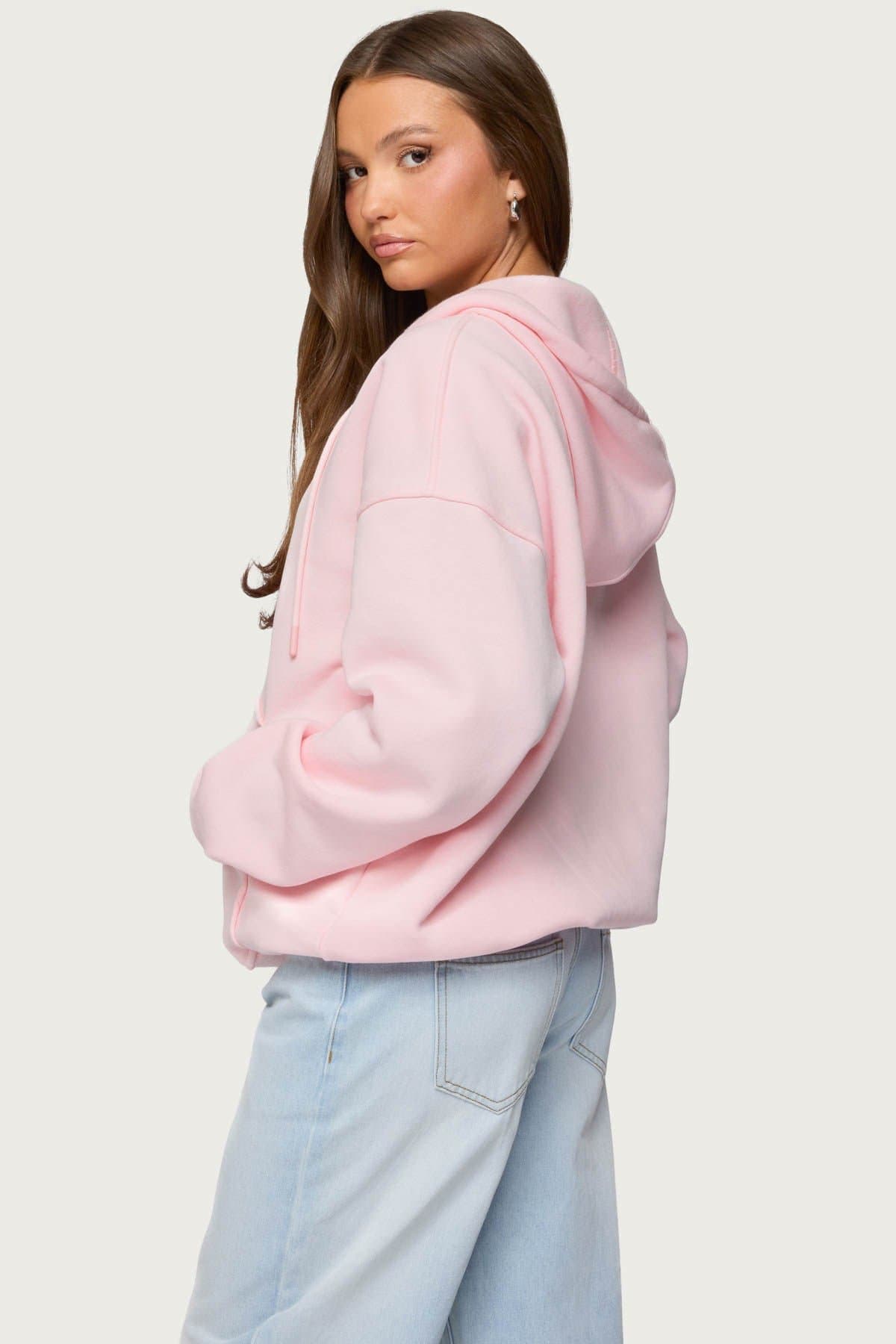 Rocia Oversized Zip Up Hoodie - Cotton Polyester Spandex Unisex Fit