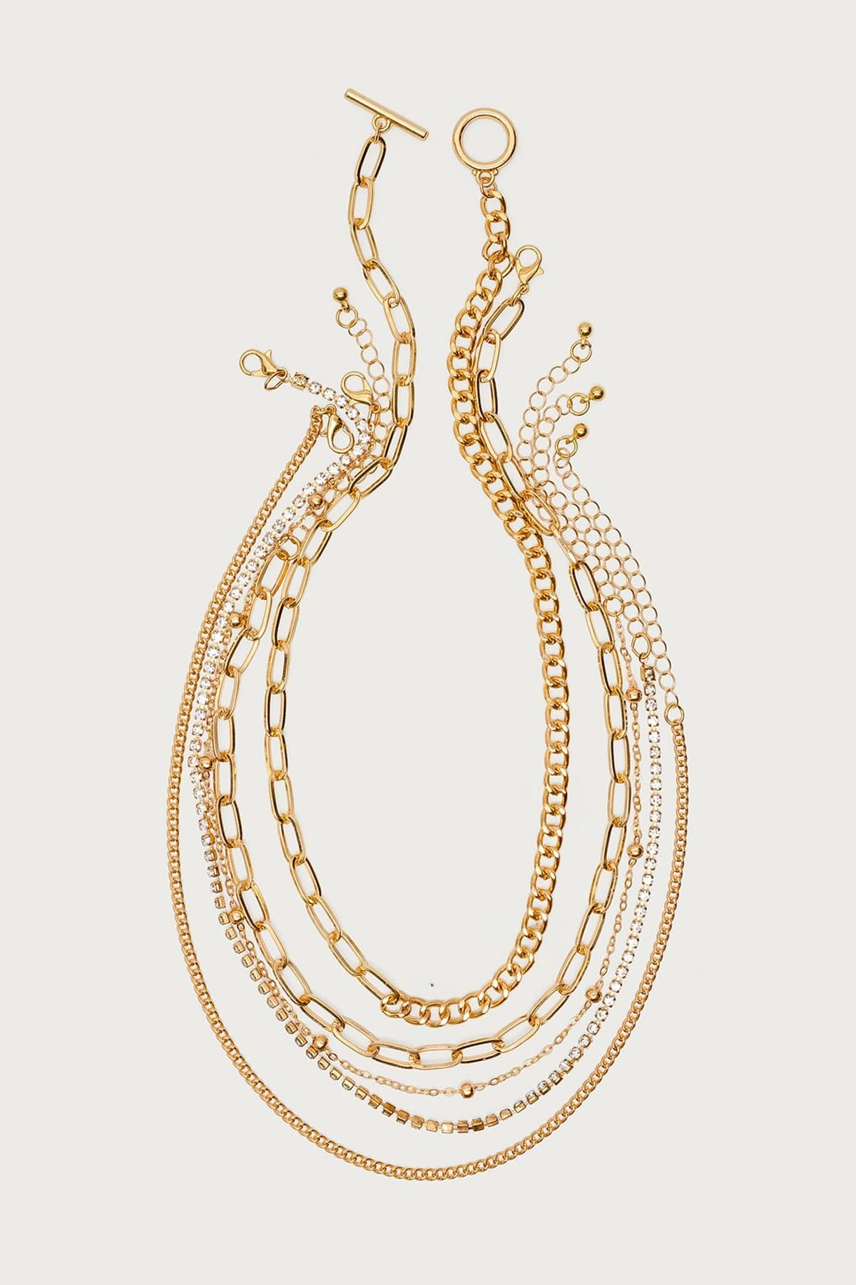 Mixed Necklace Pack - Assorted Gold Tone Metal Styles, 14.2-18.6 Inch Lengths