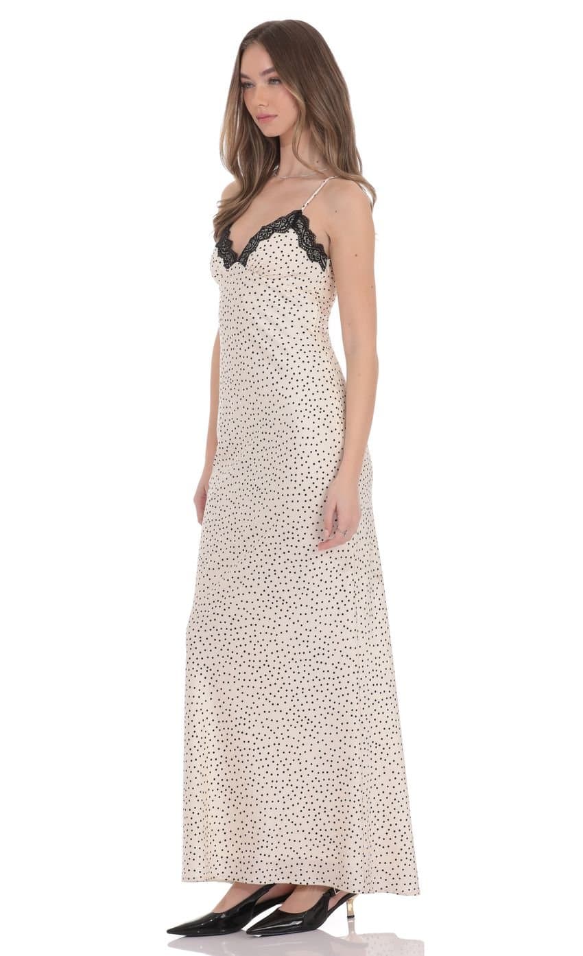 Polka Dot Triangle Maxi Dress in Cream