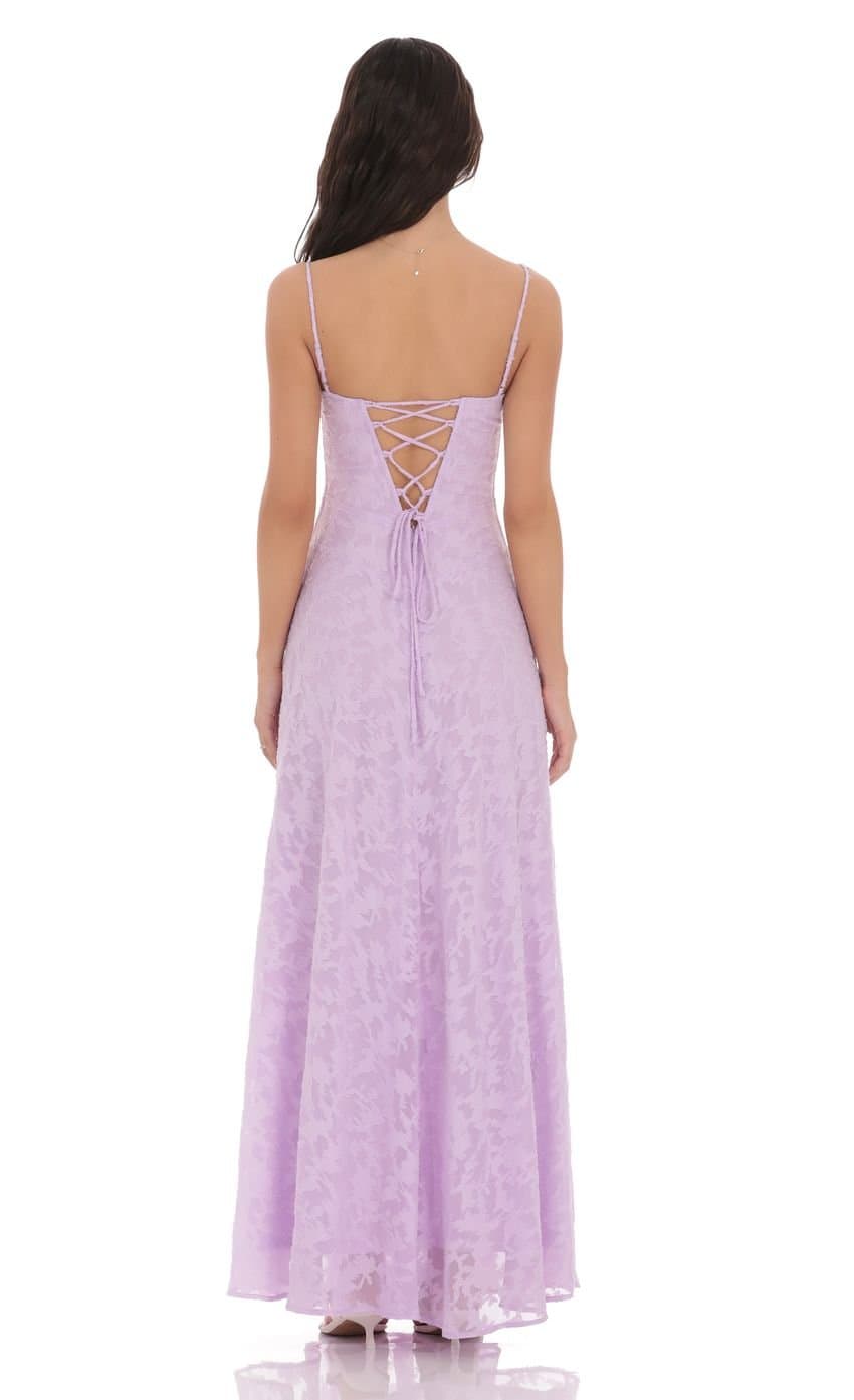 Burnout Lace-Up Maxi Dress in Lavender