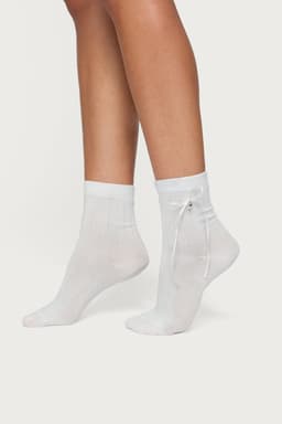 Bow & Heart Charm Socks - Polyester Spandex Blend, 10.6 Inch Length