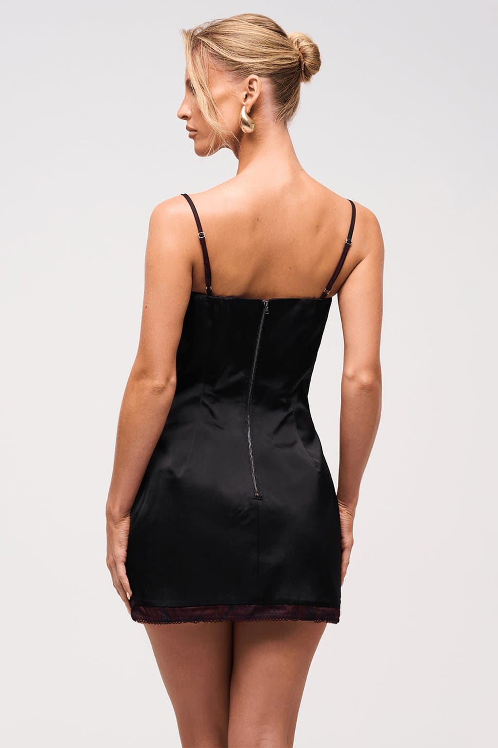 Soiree Lace Up Ultra Mini Dress - Bonded Fabric, Shirred Bust, Adjustable Straps