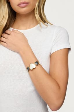 Mixed Heart Design Gold Tone Metal Arm Cuff - 2.3 Inch Length