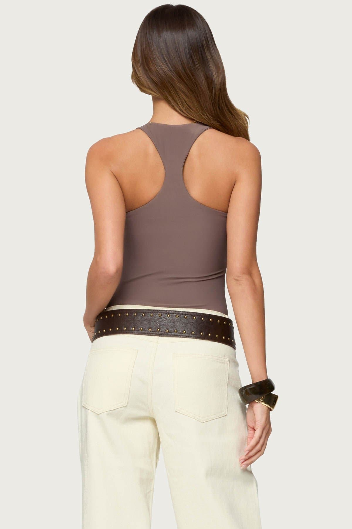 Svana Scoop Neck Racerback Bodysuit - Nylon Spandex Women's Tops