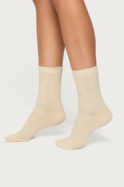 Cozy Diamond Knit Socks - Cotton Polyester Spandex Blend, 13 Inch Length