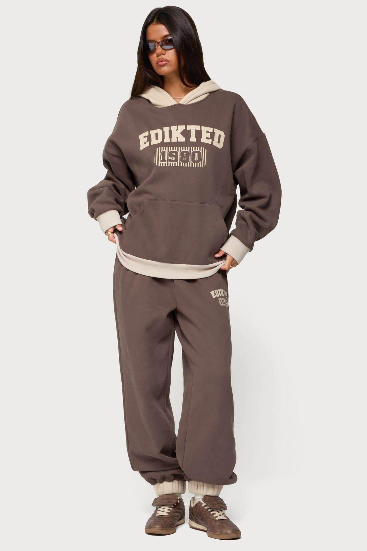 Edikted 1980 Oversized Hoodie - Polyester Cotton Blend, Contrast Trim, Graphic Text