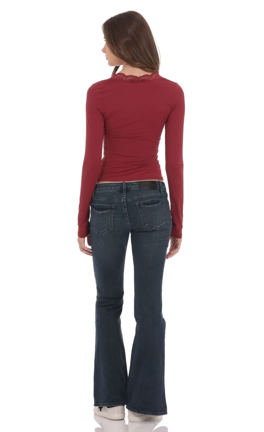 Low Rise Bell Bottom Jeans in Dark Blue