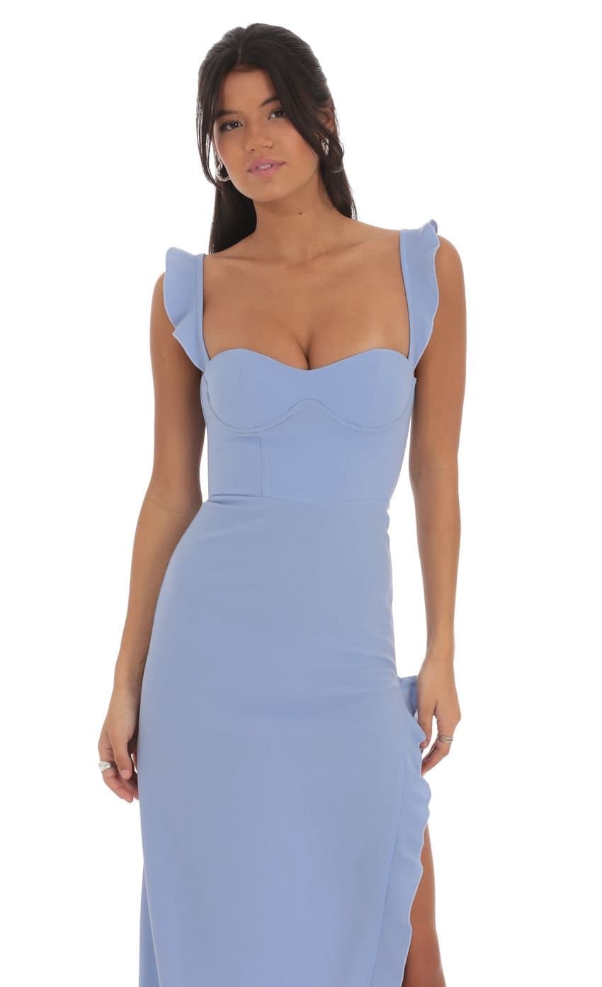 Ruffle Maxi Dress in Powder Blue