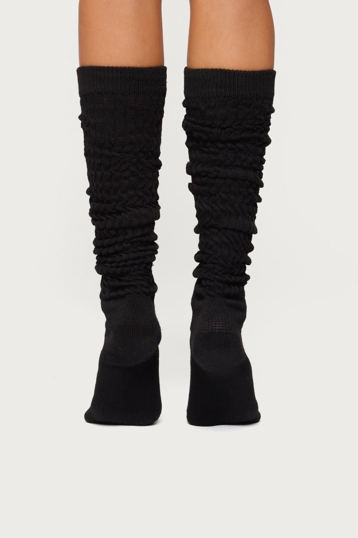 Knee High Scrunch Socks - Ribbed Knit Polyester Acrylic 29.5 Inch Length