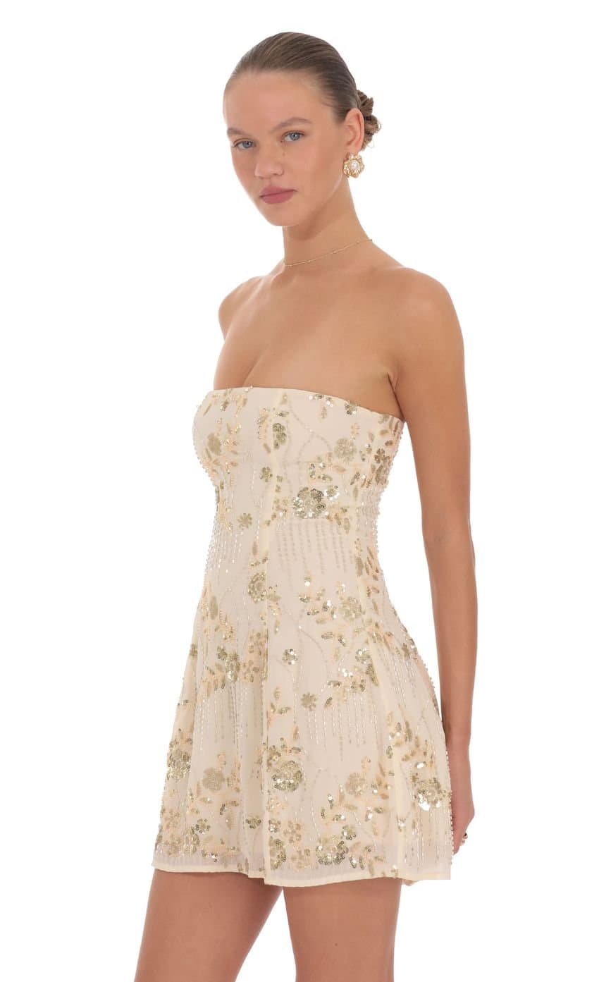 Gia Embellished Mini Dress in Cream