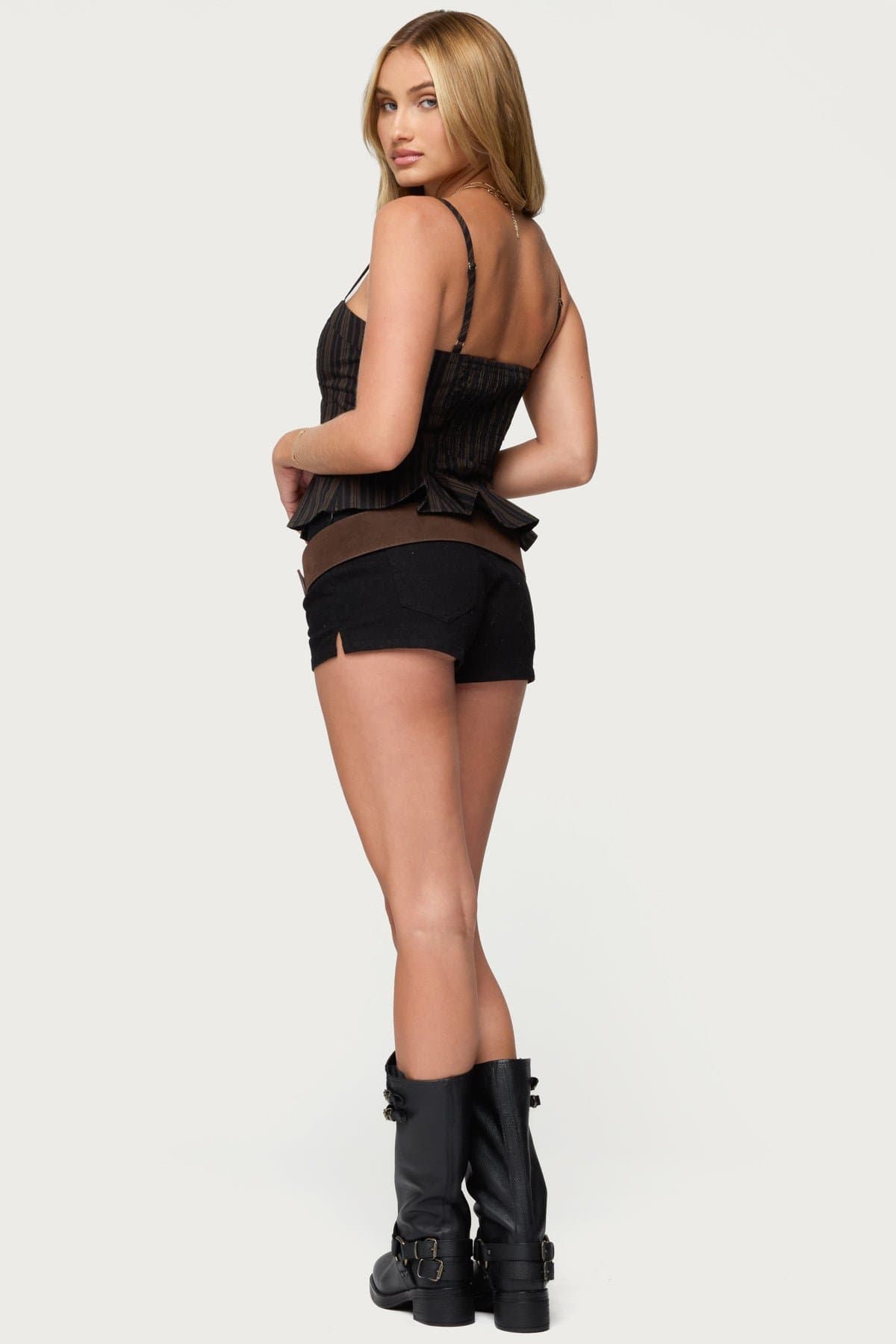 Kiya Striped Peplum Top with Adjustable Straps, Smocked Back, 100% Cotton