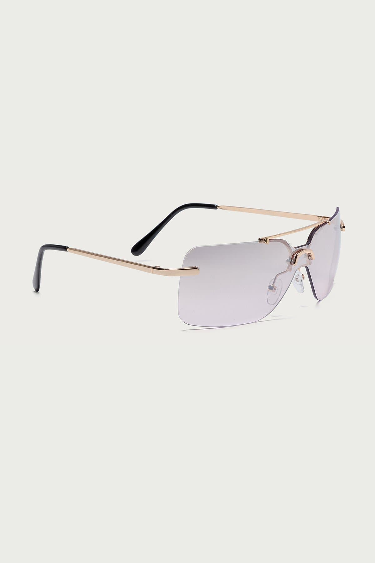 Maddy Square Sunglasses - Gold Tone Metal Frame UV Protected Polycarbonate Lenses