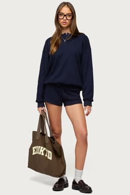 Baila Waffle Shorts - Adjustable Tie Waist, Cotton Polyester, Size S Inseam 2.6in