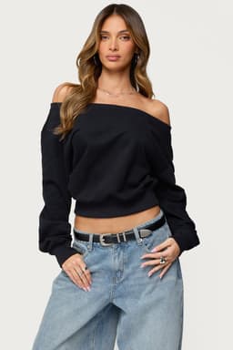 Christy Off Shoulder Sweatshirt - Cotton Polyester Women's Pullover