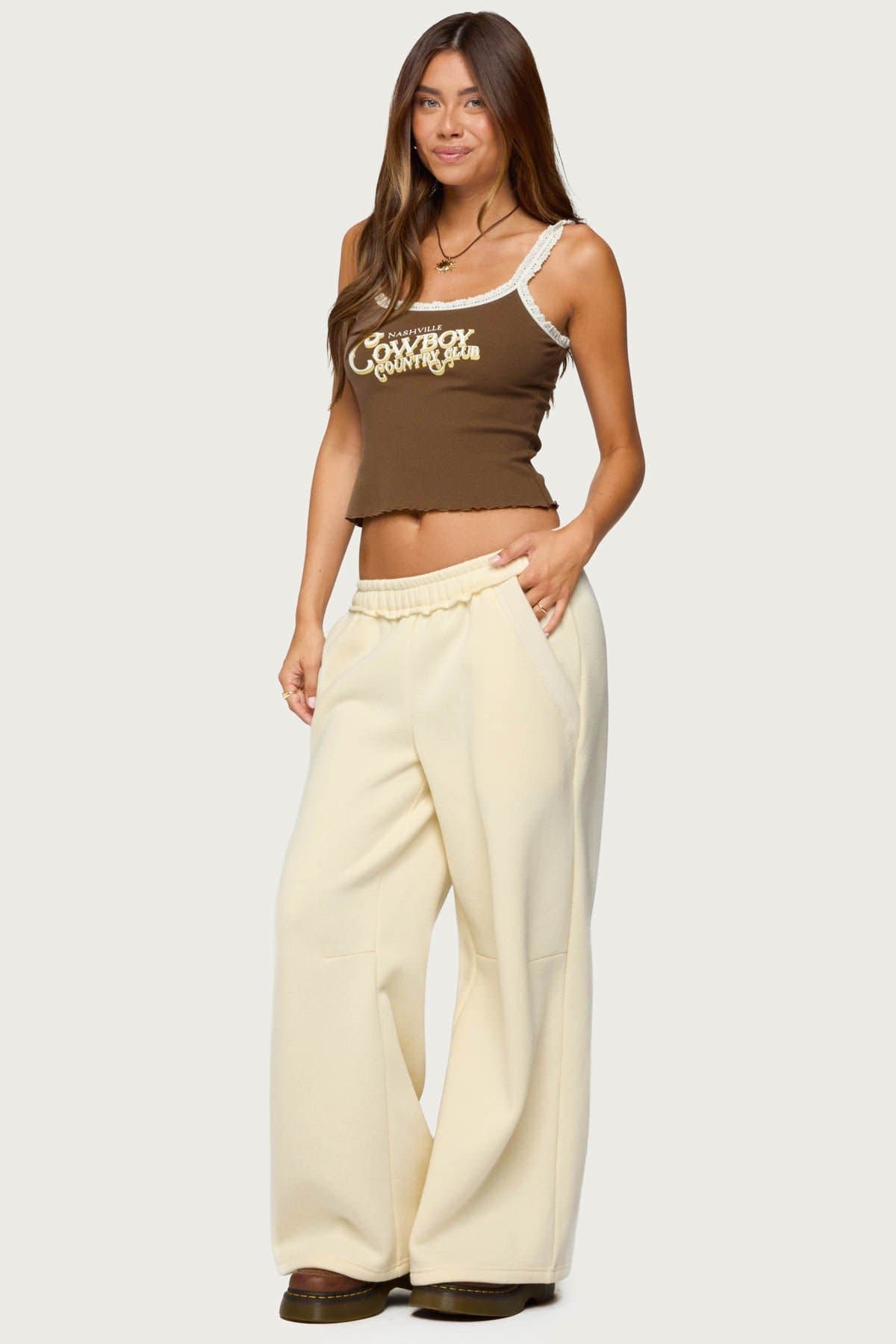 Kori Oversized Sweatpants - Polyester Cotton Raw Hem Elastic Waistband