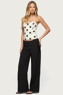 Cerise Buckle Low Rise Baggy Pants - Polyester Rayon Spandex