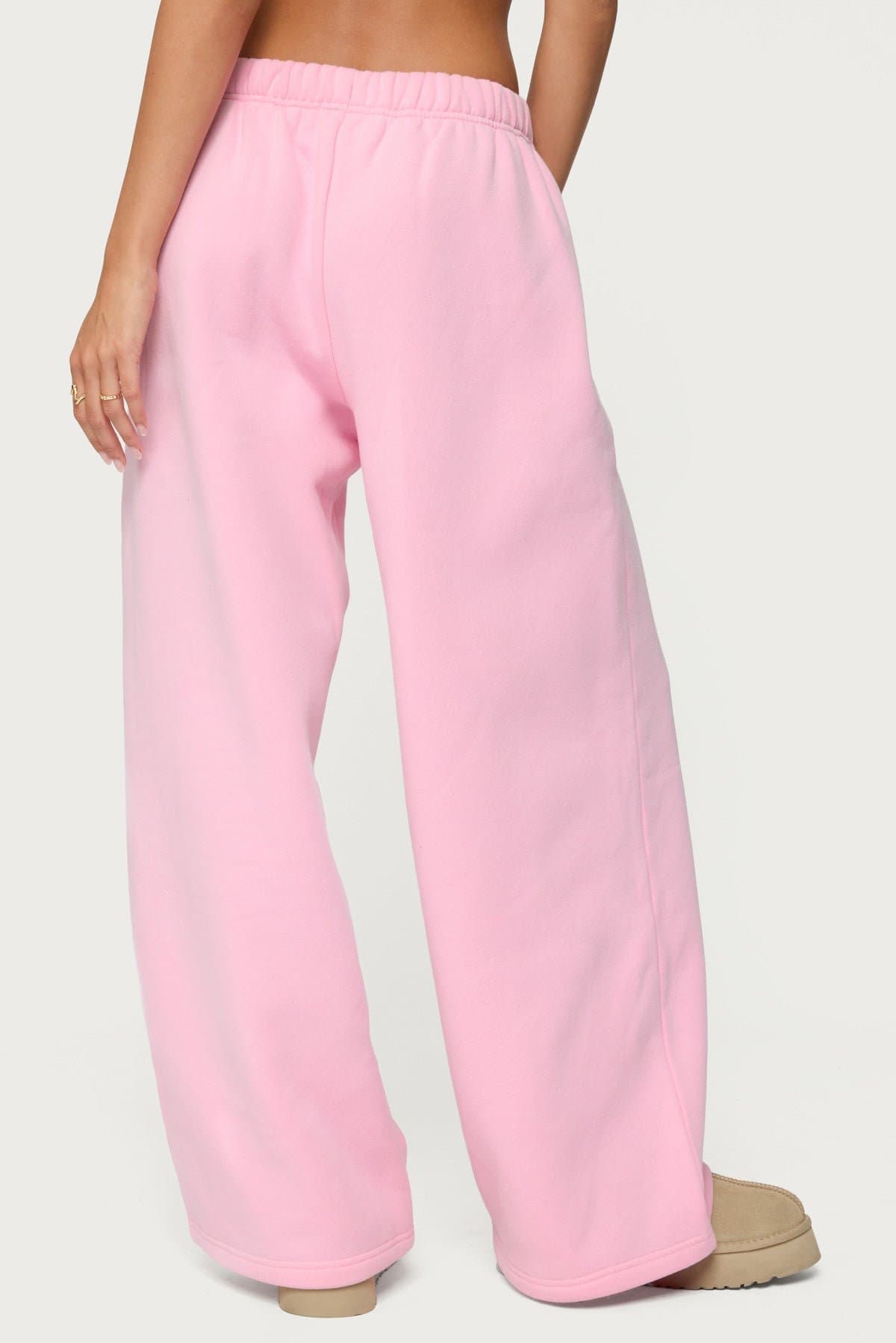 Pastel Edit Edikted Sweatpants - Straight Leg Polyester Cotton Flower Graphic Print