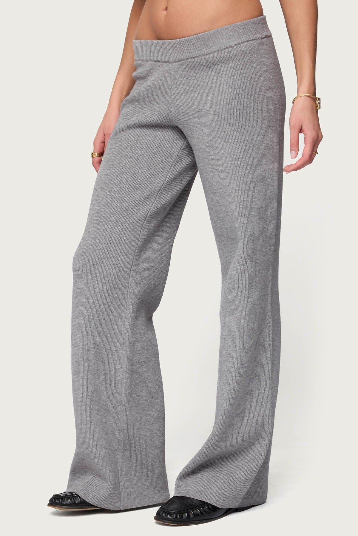 Lorie Wide Leg Knit Pants - Rayon Nylon Polyester, Size S Inseam 32.5"