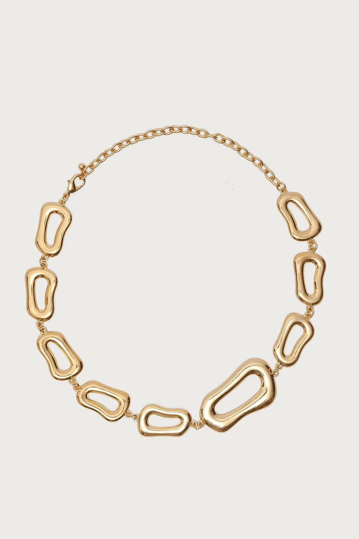 Chunky Oval Chain Necklace - Gold Tone Metal 18.5 Inch Length