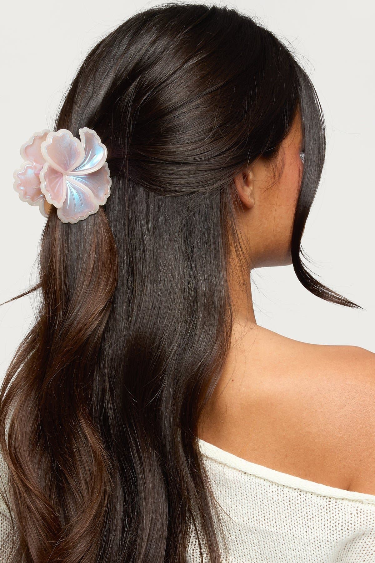 Iridescent Flower Claw Clip - 3 Inch Plastic Hair Clip