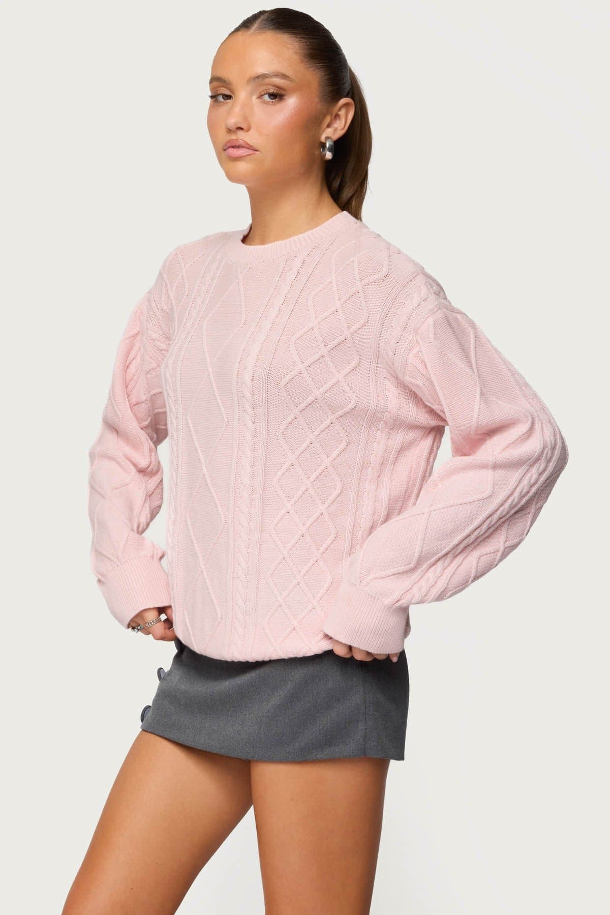 Jessy Cable Knit Oversized Sweater 100% Cotton