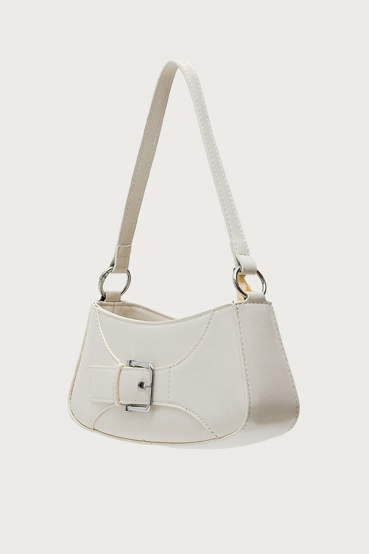 Buckle Up Faux Leather Bag - Polyurethane Rayon 10in Width 4.3in Height