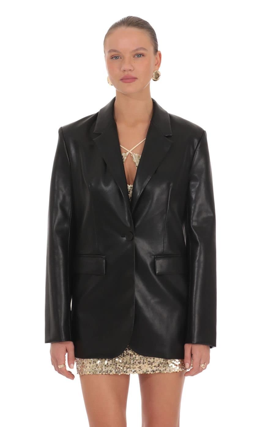 Maria Faux Leather Blazer
