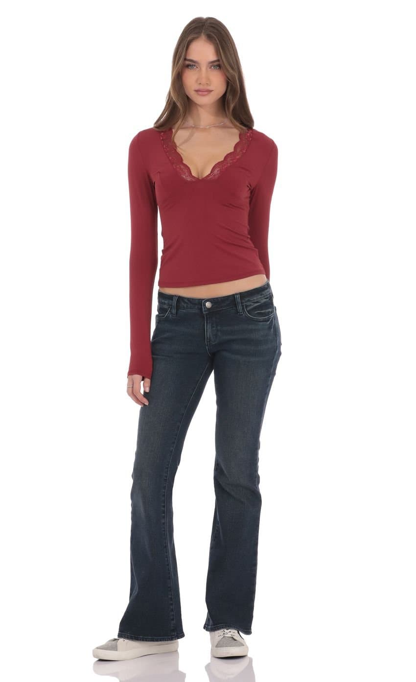 Low Rise Bell Bottom Jeans in Dark Blue