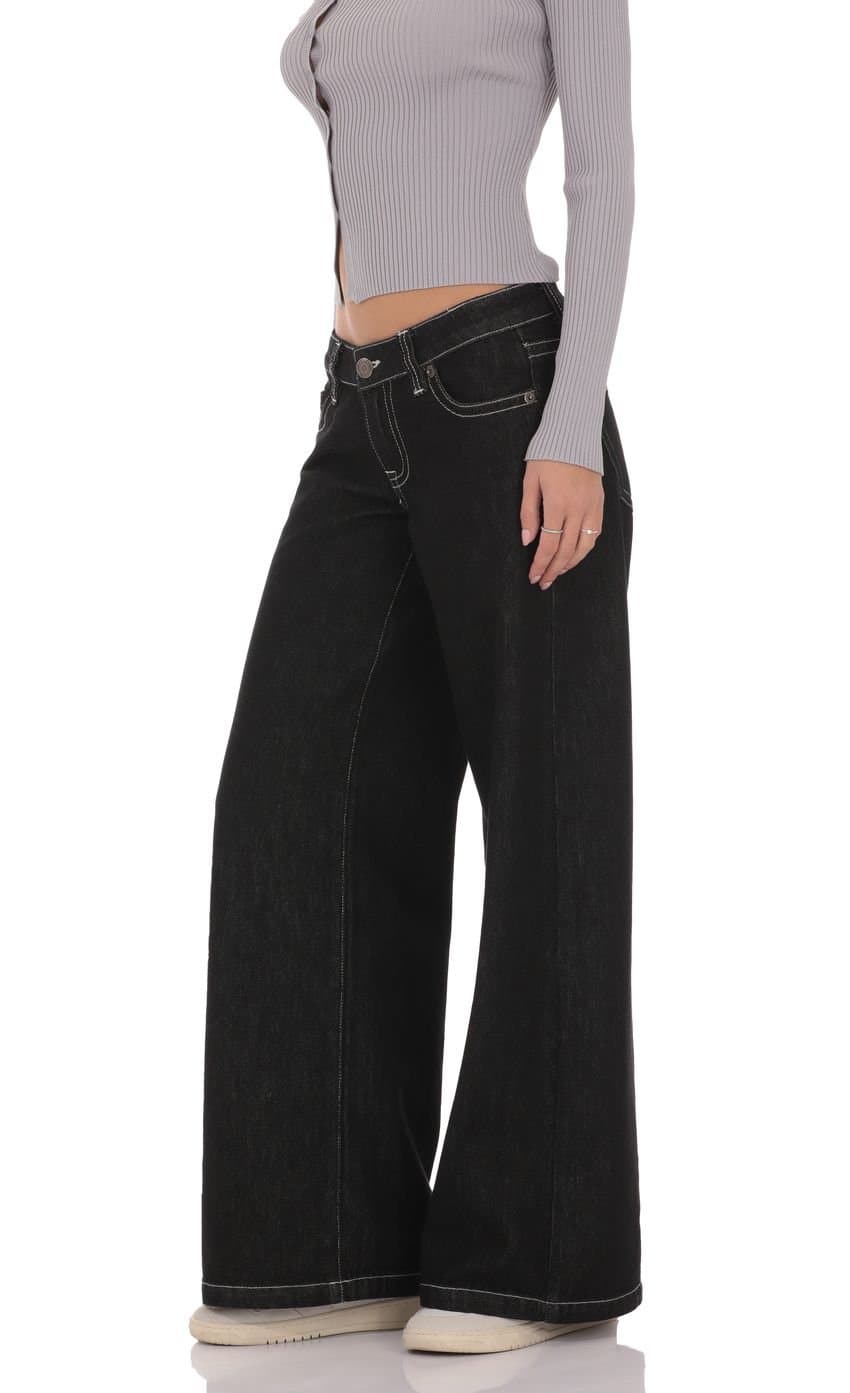 Low Rise Wide Leg Jeans in Black