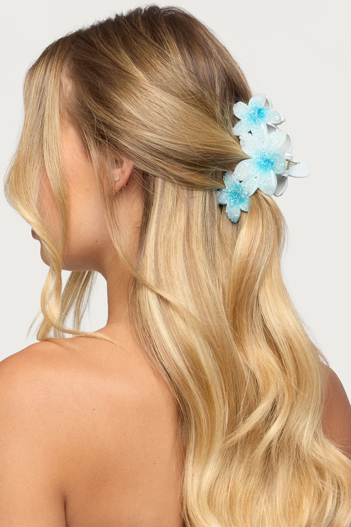 Faux Crystal Flower Hair Clip - 4.3 Inch Plastic Accessory