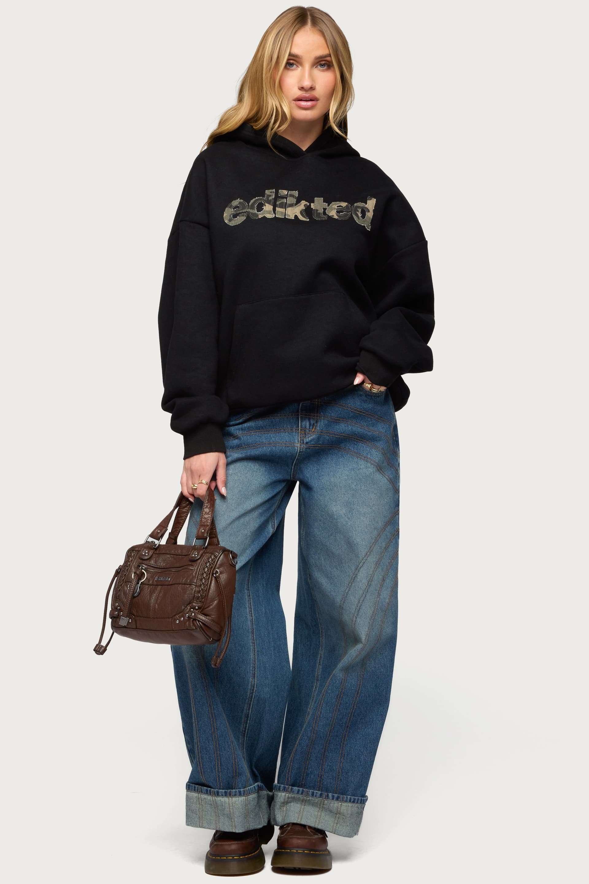 Camo Cutie Edikted Oversized Hoodie - Camo Graphic Polyester Cotton Blend