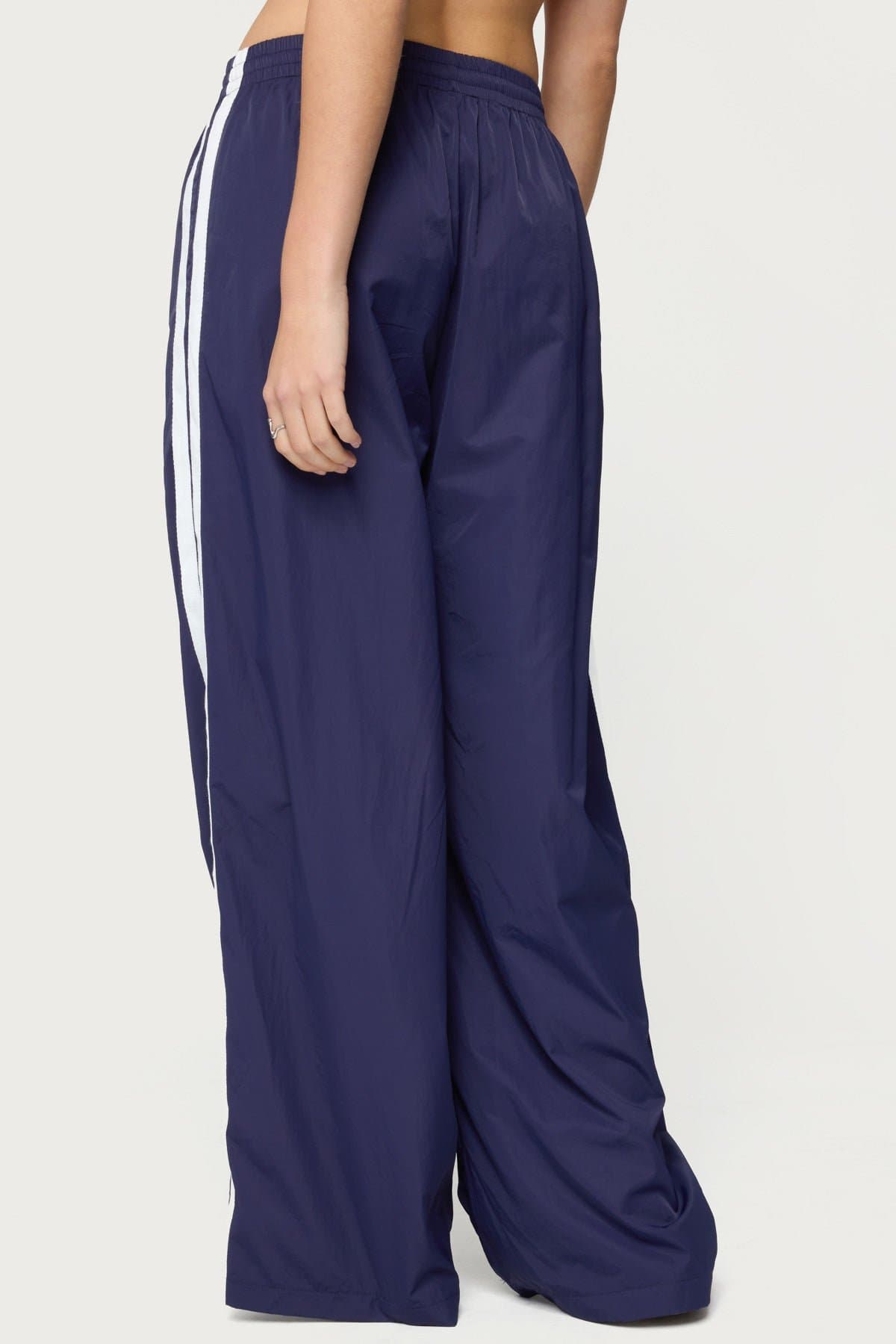 Kieran Stripey Nylon Track Pants Straight Leg Adjustable Waist Side Stripes Men's