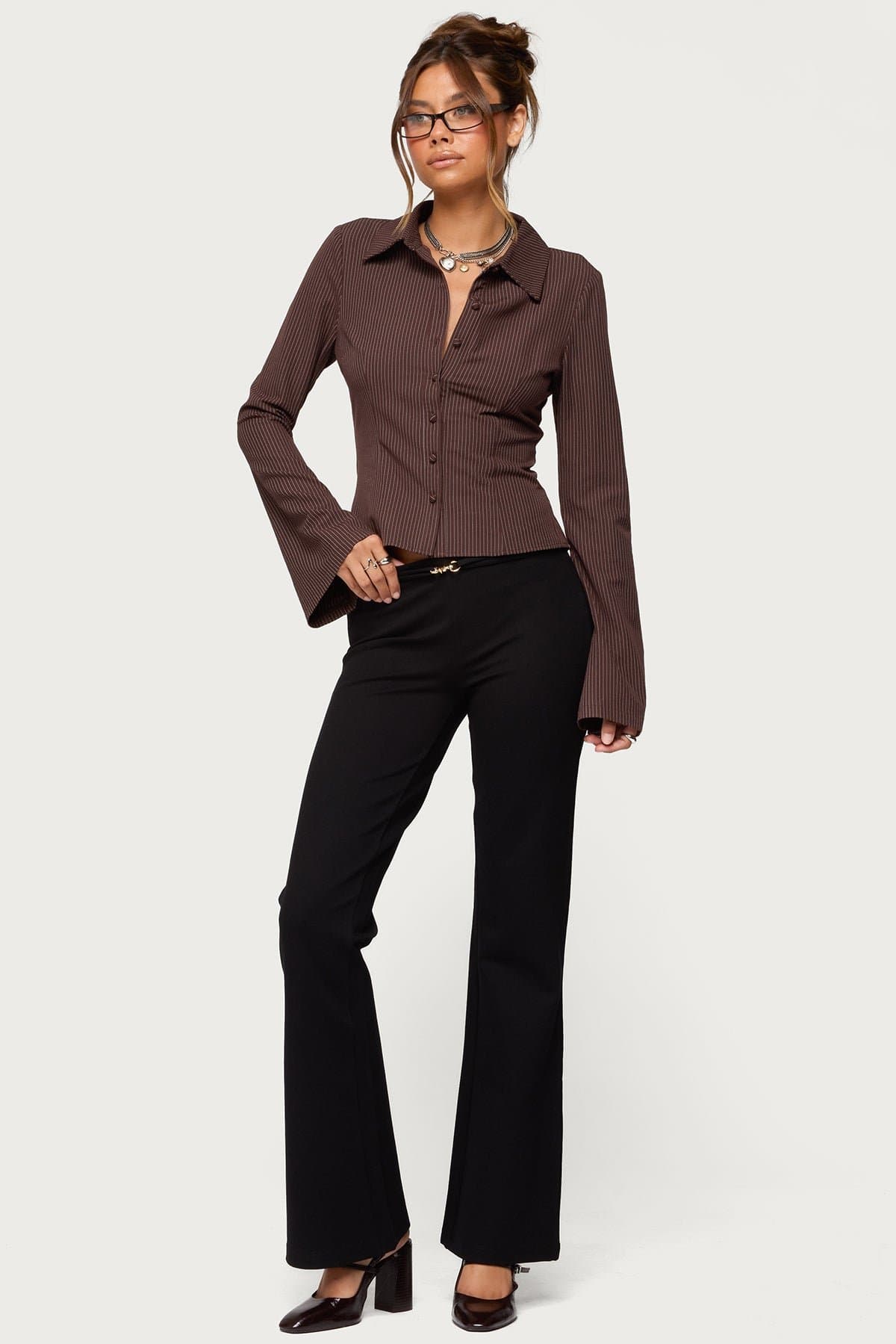 Metiza Flared Pants - Bootcut Cotton Polyester Spandex Women's Pants Size S Inseam 32.3in