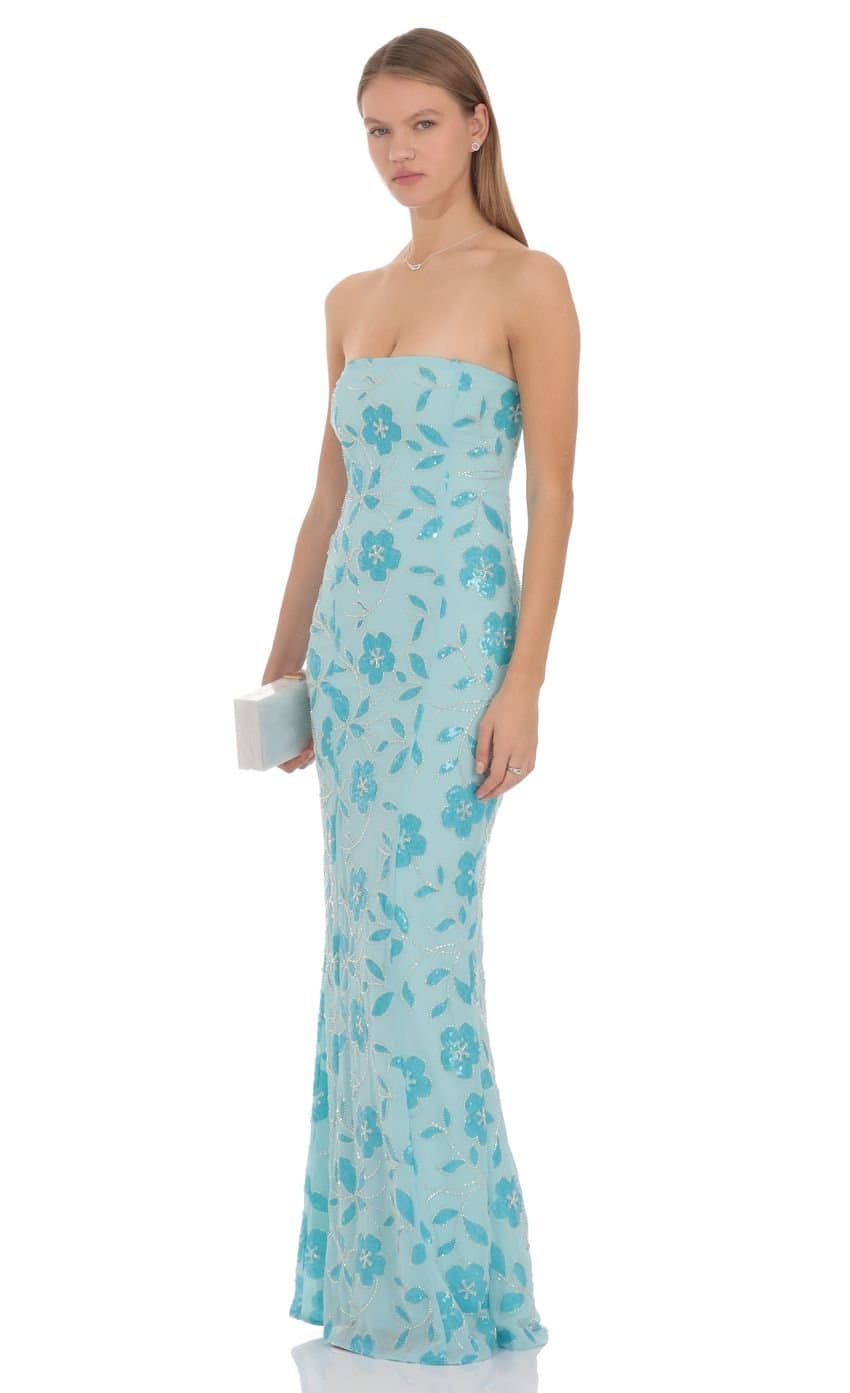 Masha Sequin Maxi Dress in Blue