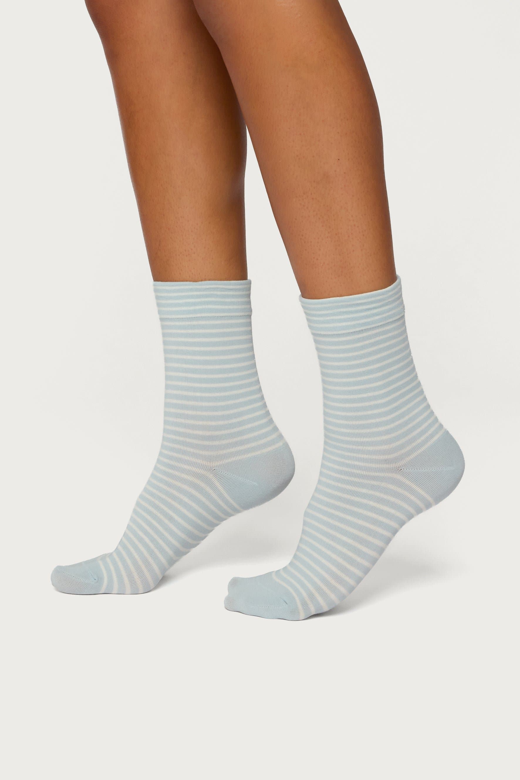 Pack of 3 Striped Socks - Cotton Polyester Spandex Blend, 11 Inch Length