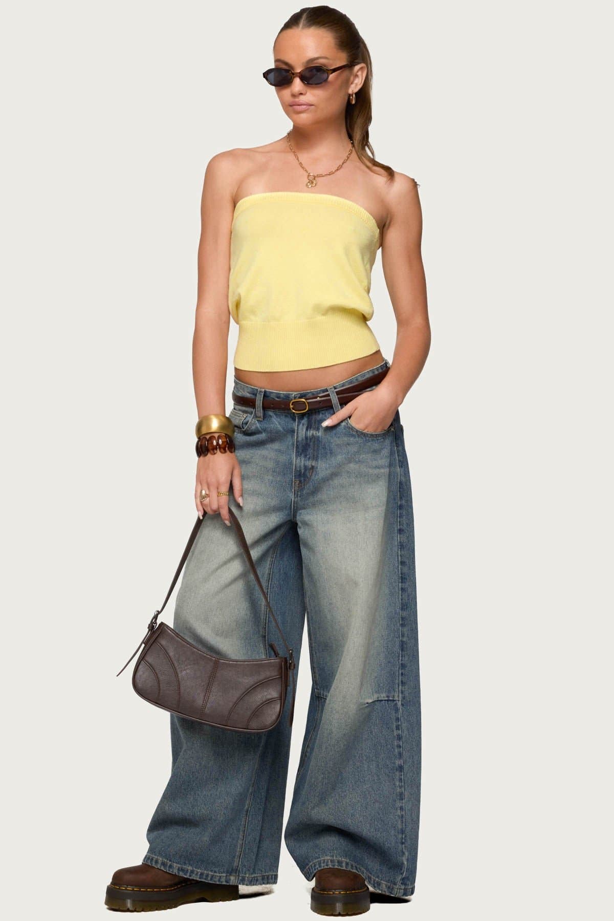 Philipa Strapless Knit Top - Rayon Polyester Nylon Fitted Waistband