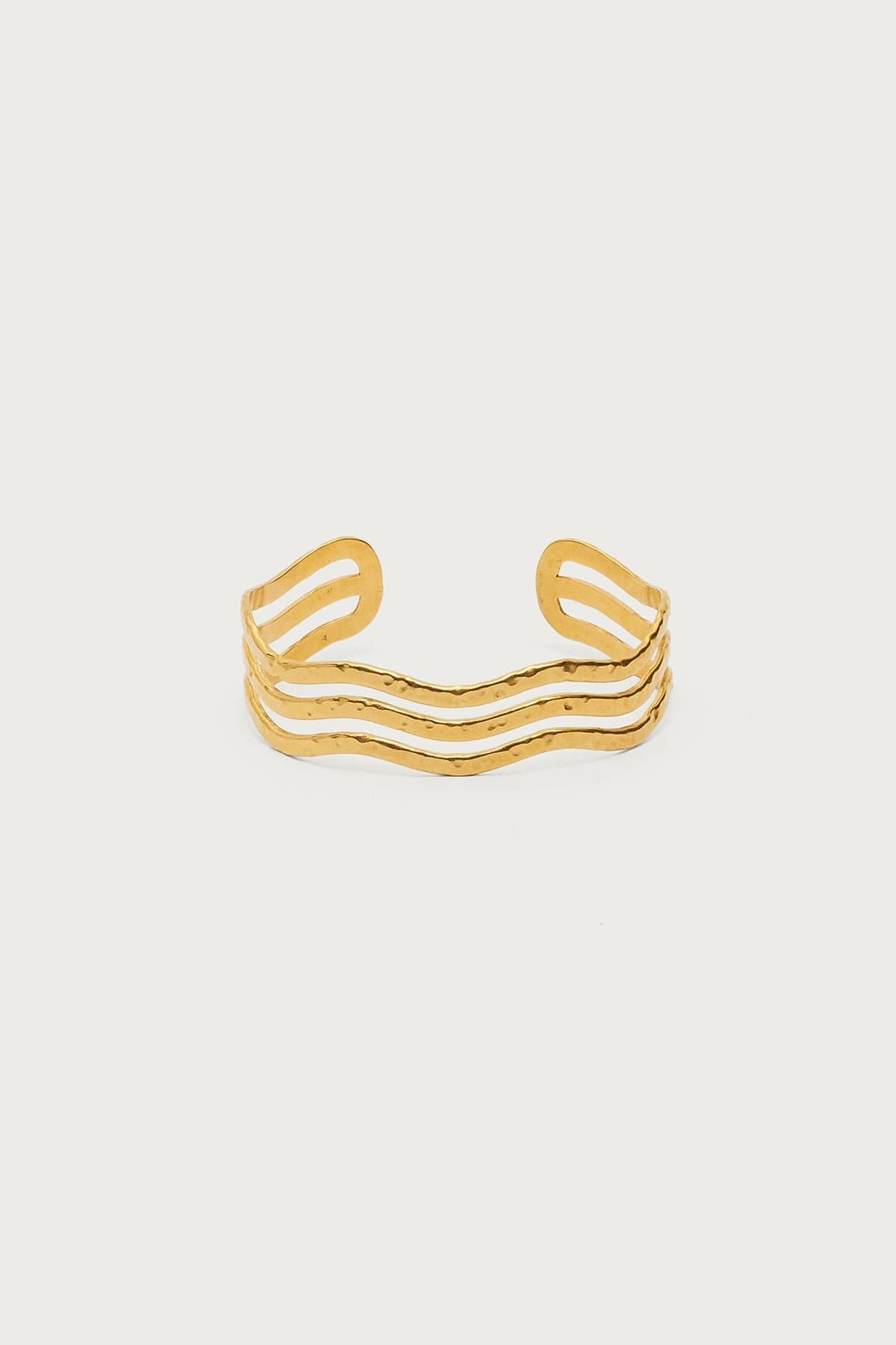 Wavy Layered Arm Cuff in Gold Tone Metal - 2.2 Inch Length
