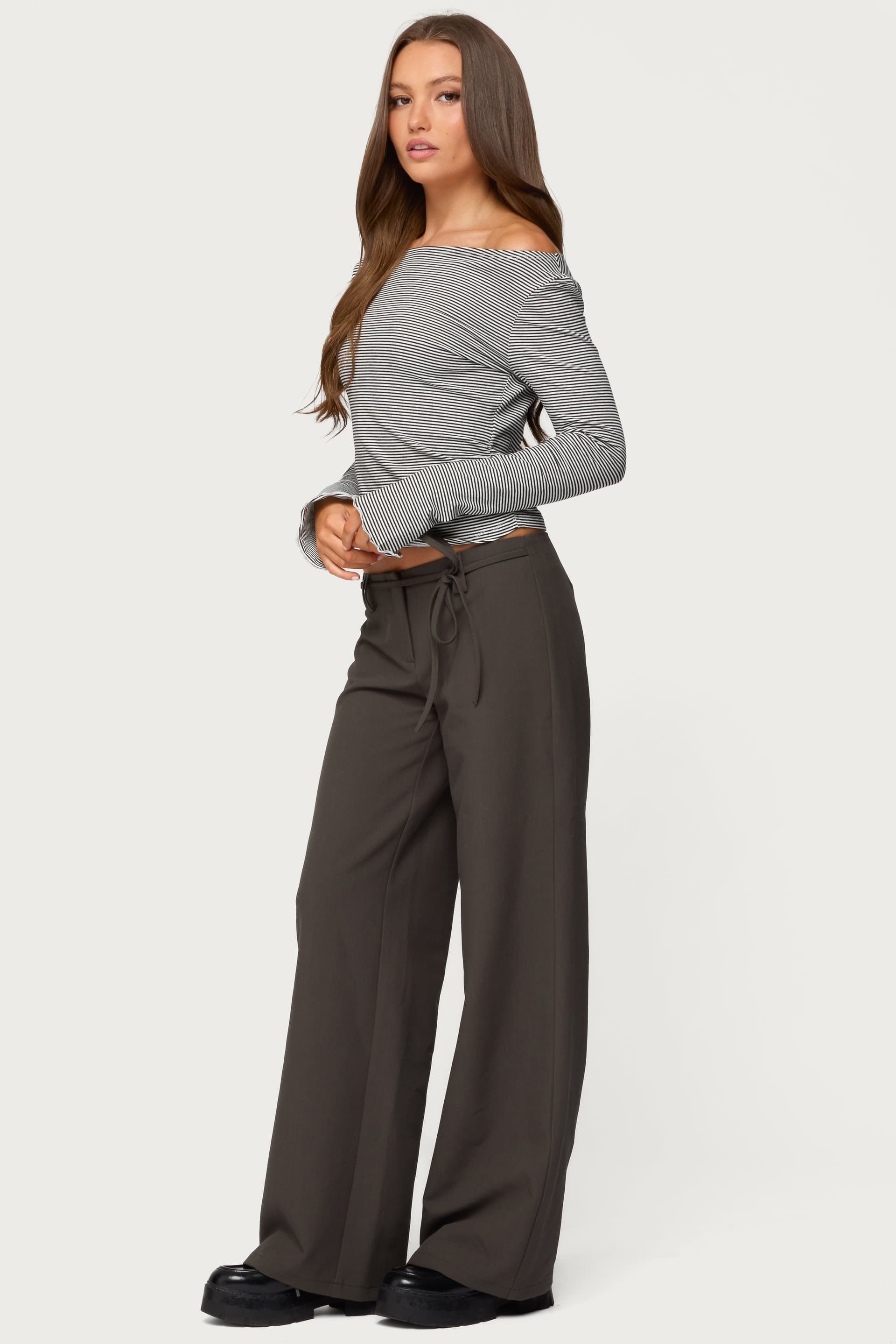 Raphael Tie Belt Pants - Polyester Rayon Spandex, Metal Ring Detail, Size S Inseam 32.3in