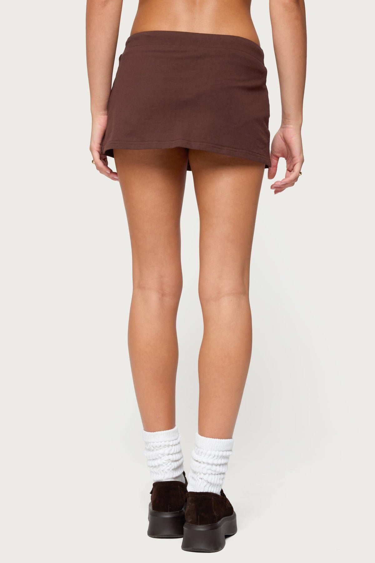 Bayside Slitted Micro Skort - Adjustable Tie Waist, Cotton Spandex, Side Slit