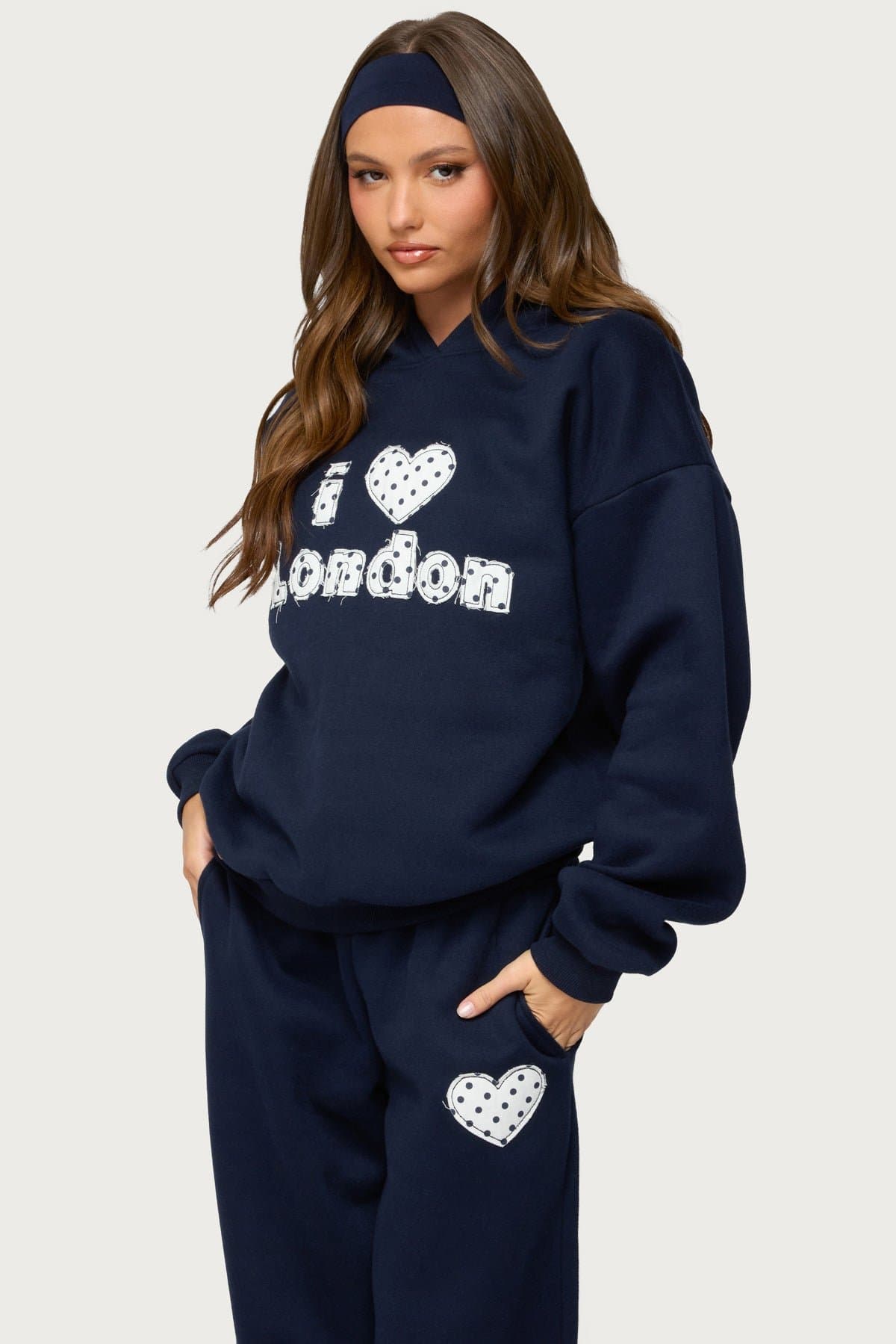 I Heart London Oversized Hoodie - Polyester Cotton Graphic Print