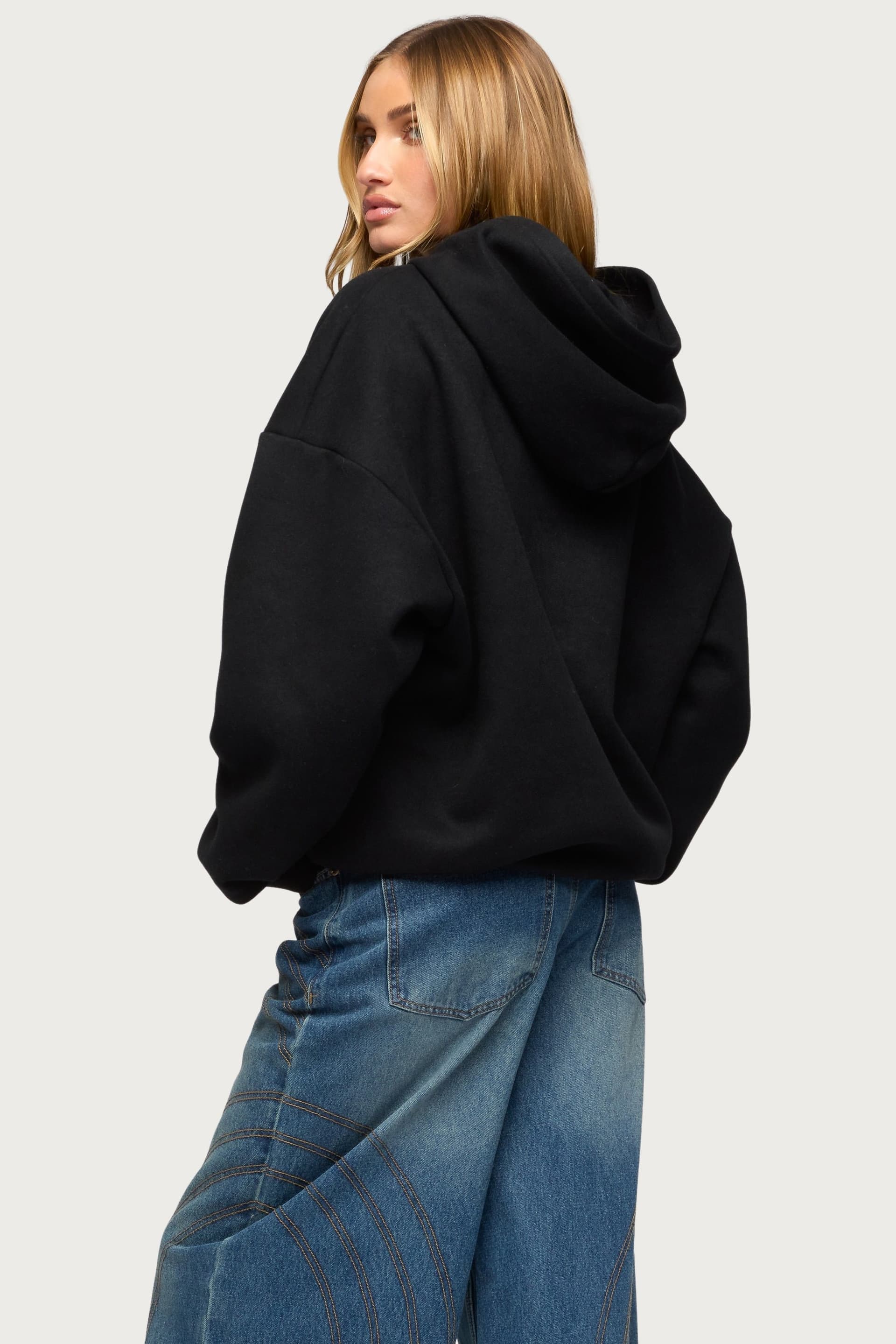 Camo Cutie Edikted Oversized Hoodie - Camo Graphic Polyester Cotton Blend