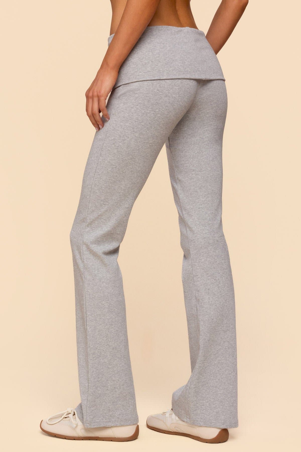 Ivanne Foldover Flared Pants - Cotton Spandex Black Size S Inseam 33.9"