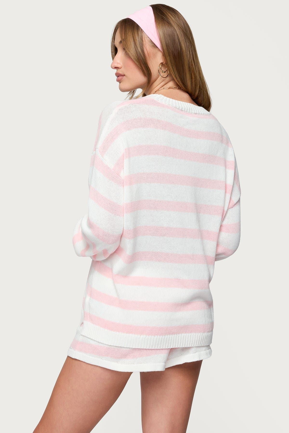 Amaris Oversized Striped Crewneck Sweater 100% Cotton Lightweight Knit