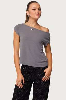 Anabella Off Shoulder Top - Cotton Polyester Spandex Women's Blouse Size S